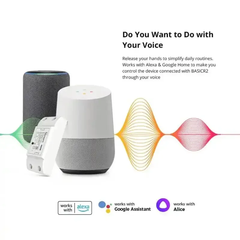 SONOFF BASICR2 Smart ON/OFF WiFi Switch Light Timer APP/Voice Remote Control DIY Mode Work With Alexa Google Home 1-5PCS