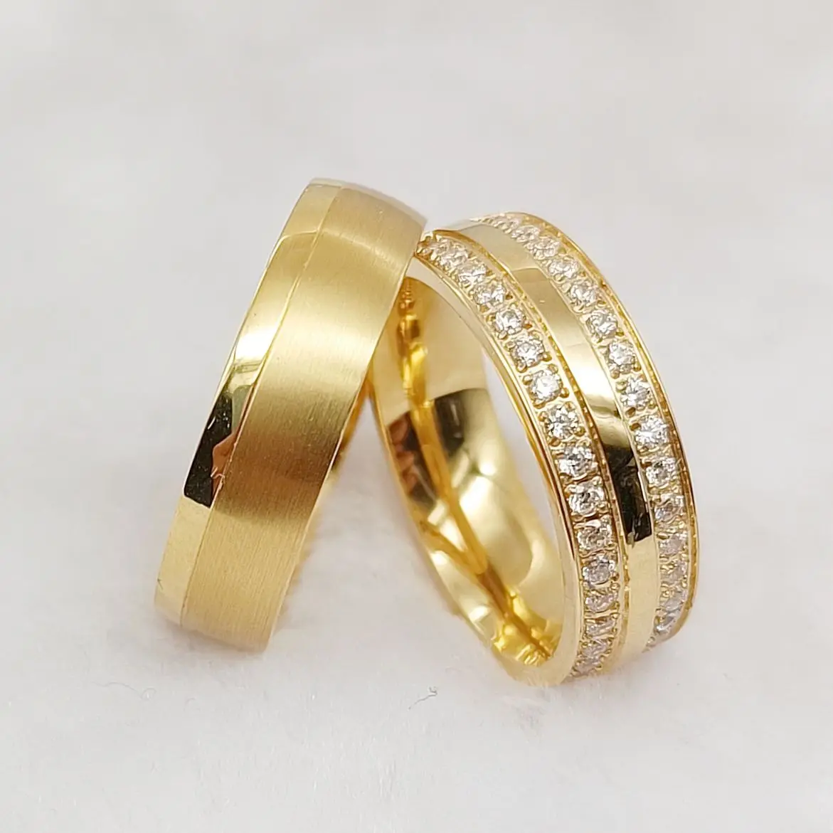 

High Quality Designer Lover's Alliance ladies fashion jewelry finger ring for woman 24K Gold Plated Promise Couple Wedding Rings