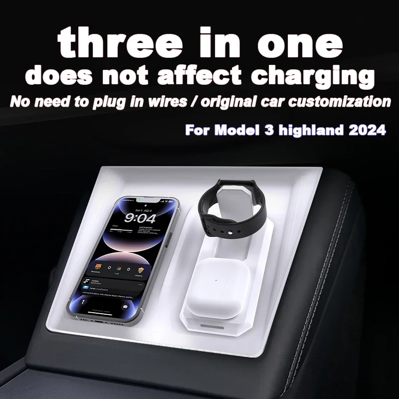 For Tesla Model 3 Model Y New 3 Wireless Charging in 1 Silicone Mat