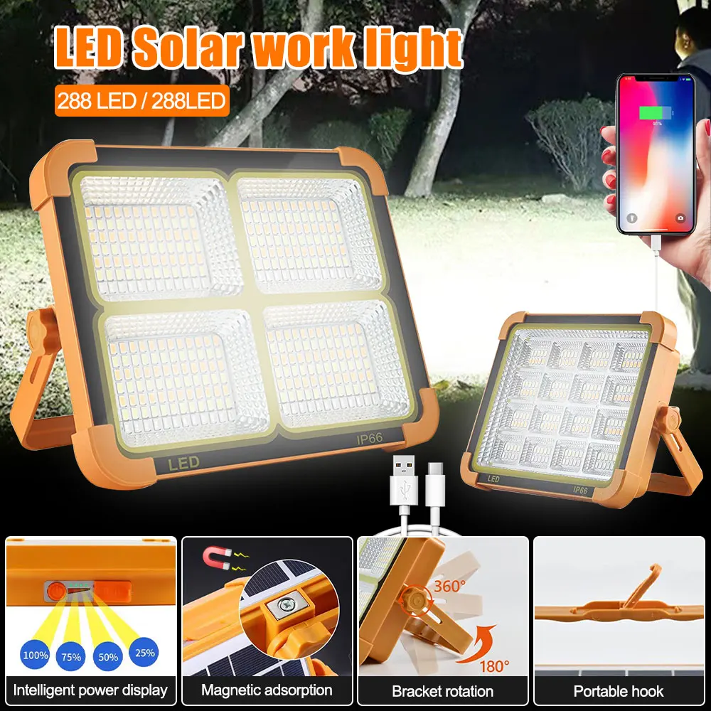 

Small yellow light solar portable light IP66 floodlight multifunctional work lights tent camping lights stall emergency lighting