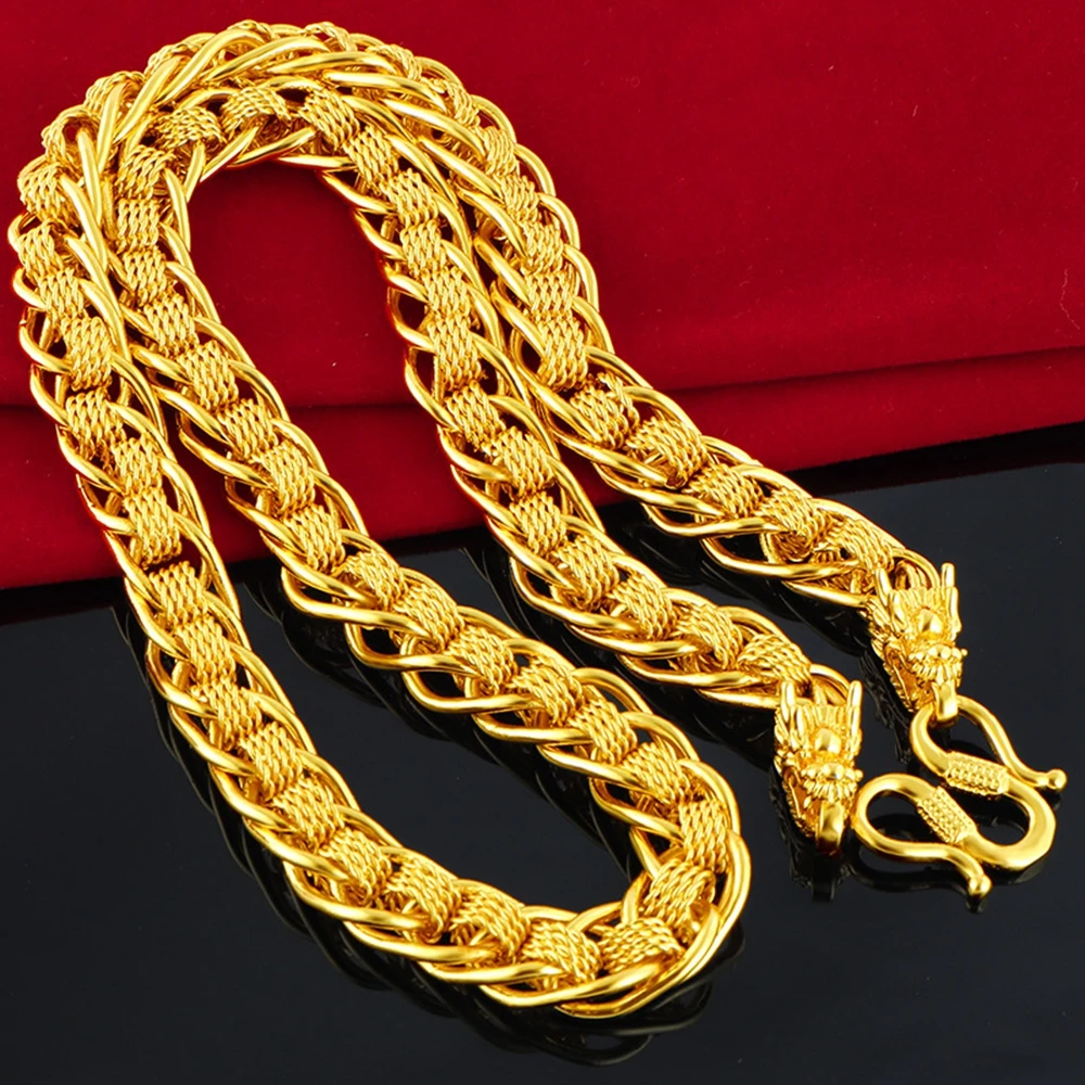 

12mm Thick Heavy Chain Necklace Men's Jewelry 18k Yellow Gold Filled Classic Men Choker Necklace Hip Hop Style 60cm Long