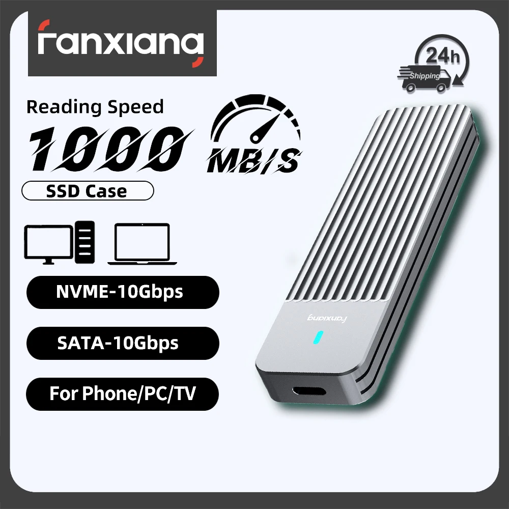 Fanxiang MD87 M.2 SSD Enclosure 10Gbps NVMe/NGFF-SATA Dual Protocol USB 3.2 Gen2 Type C Supports M/B+M Keys/2230/2242/2260/2280 ssd enclosure hard drive enclosure