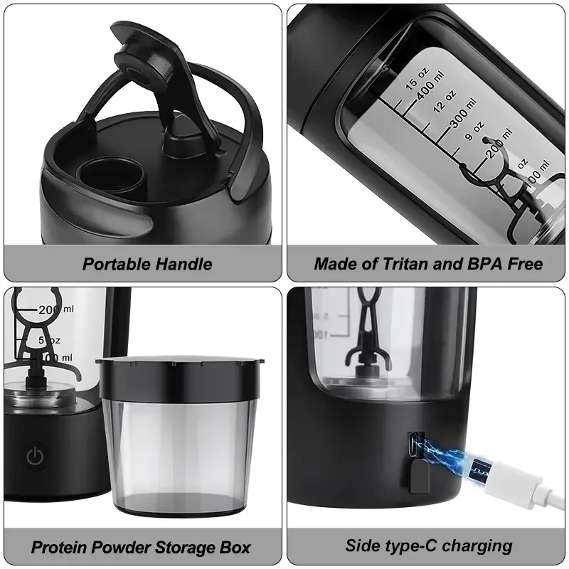 Electric Protein Powder Blender Cup fully automatic Type C rechargeable shaker milkshake sports fitness blender