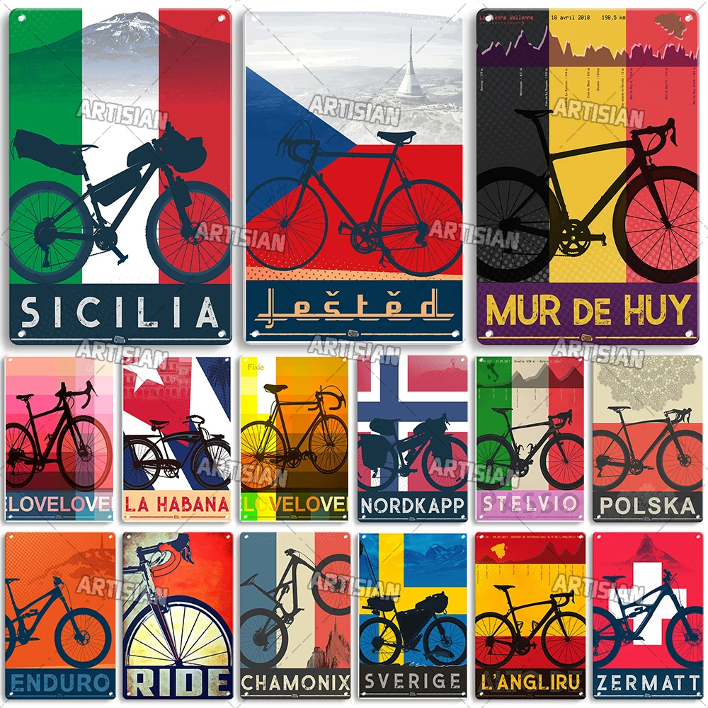 Peinture Aluminium - Cyclisme - Vélo - Vintage - 20x30 cm