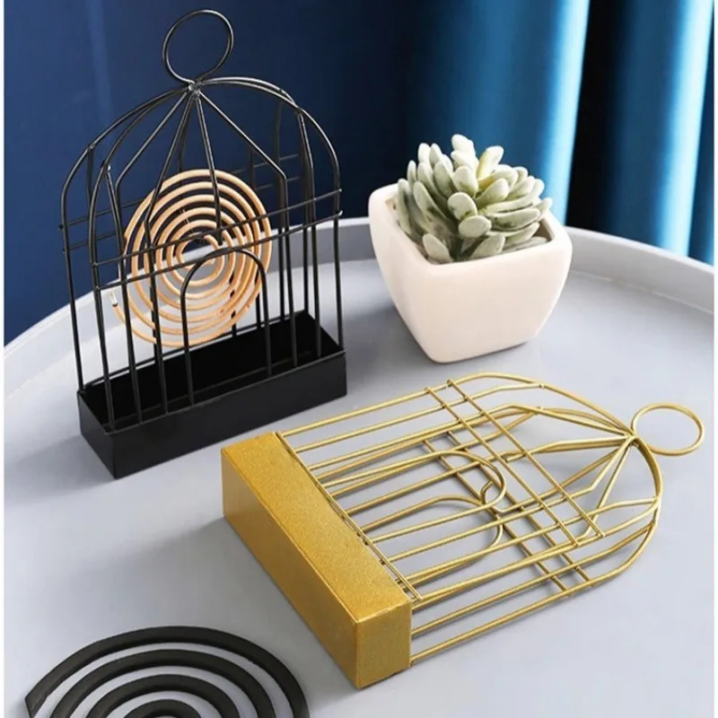 Mosquito Coil Holder, Incense Burner Rack, Portable Hanging Bird Cage for Outdoor Home Garden Decoration Bar Yard Office Desk