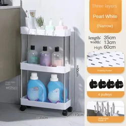 Multi-Layer Storage Trolley with Shelving for Bathroom, Kitchen, and Living Room (3 layer white)