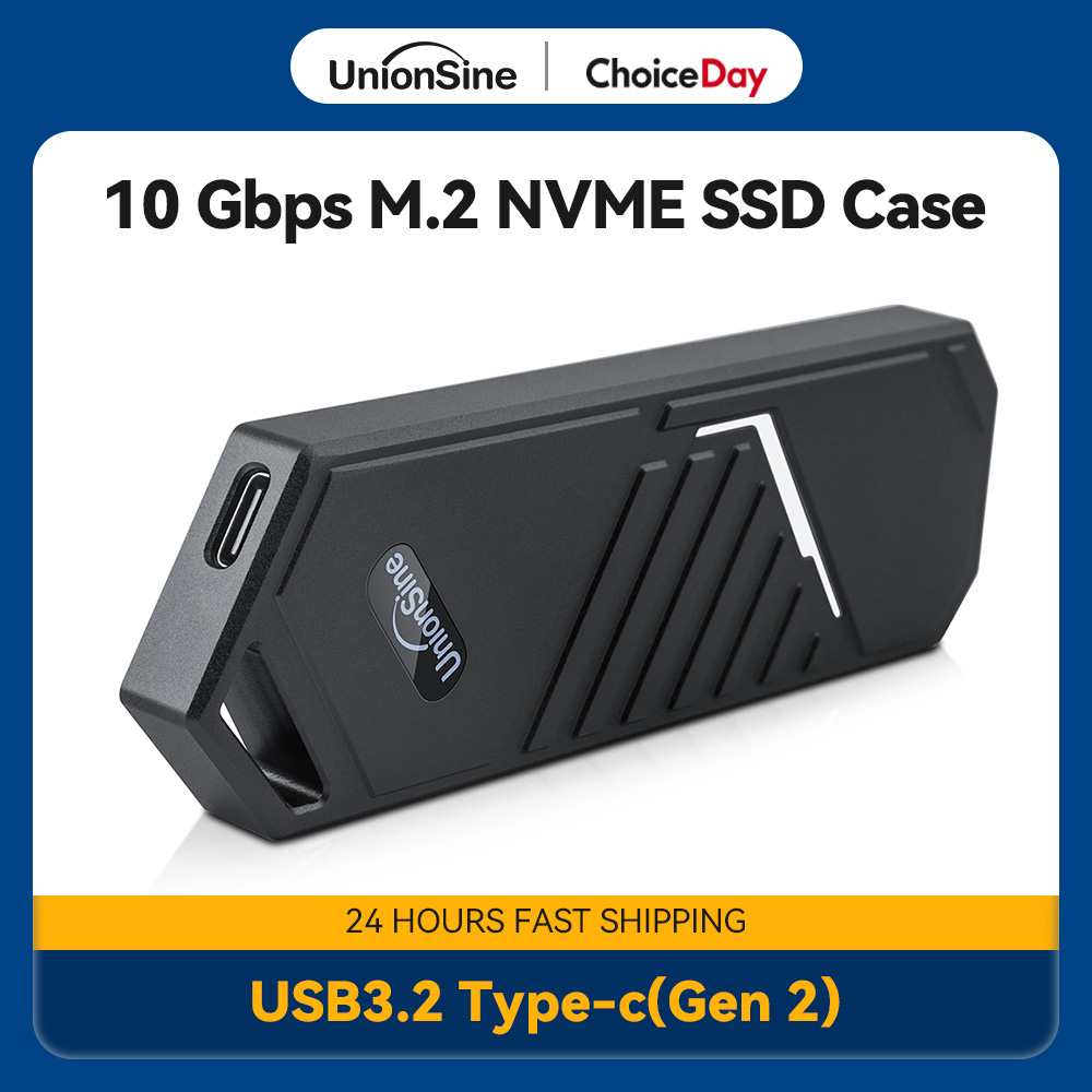 UnionSine M2 SSD Case NVMe USB 3.2 Type C Gen2 10Gbps Enclosure Aluminum Alloy M.2 NVMe Solid State Drive for 2230 2242 2280