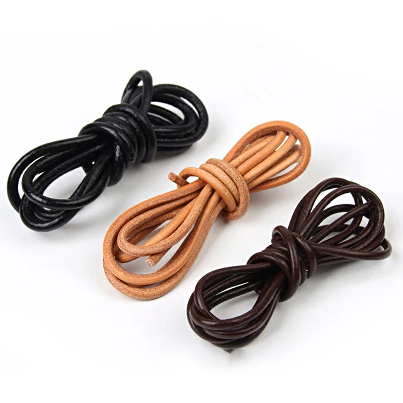 1m Leather Rope For DIY Necklace Cord Bracelets String Retro Black Color Leather Cord Handicraft Jewelry Making Supplies