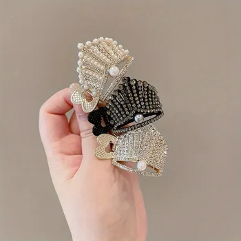 High ponytail clip, fixed artifact, crown-shaped pearl hair clip, women's hair accessory, hair clip, hair accessory.