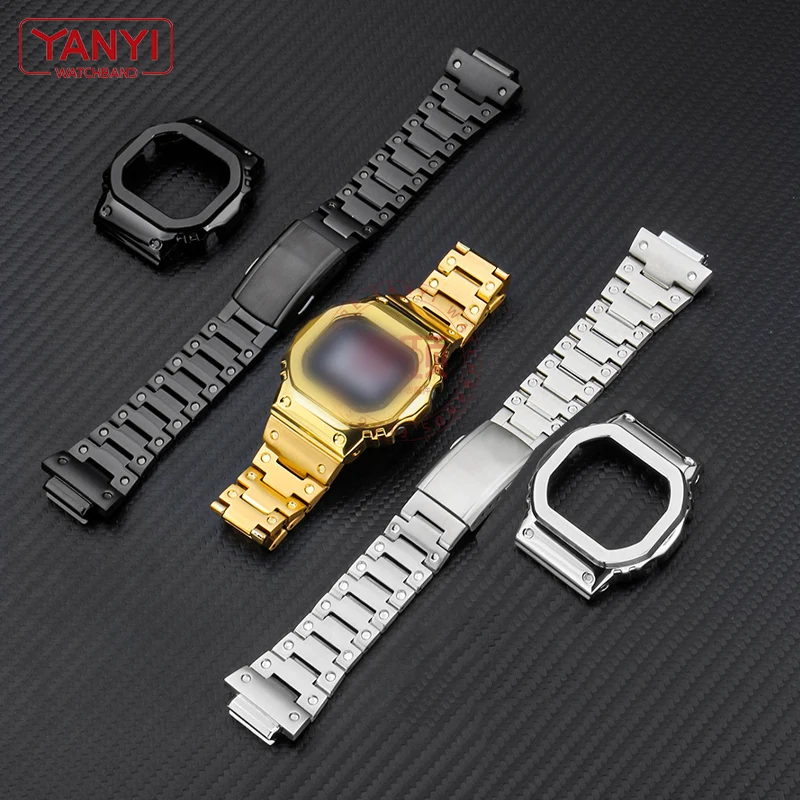 

V4.0 Stainless steel watchband for casio g-shock DW-5600 DW5600 GW-B5600 DW-5030 GB-5600 GWX-5600 watch band case steel Bezel