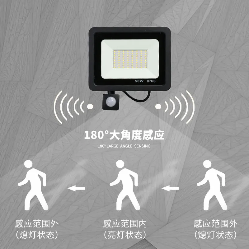 LED Flood Light PIR Motion Sensor Outdoor Led Spotlight 10W 20W 30W 50W 100W IP66 Waterproof Outdoor Garden Lighting Street Light