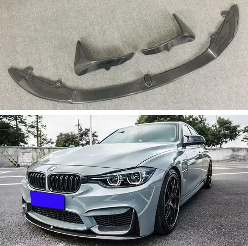 

3PCS/SET REAL CARBON FIBER Front Bumper Lip Splitters Cup Flaps Cover For BMW F80 F82 F83 M3 M4 2014-2020