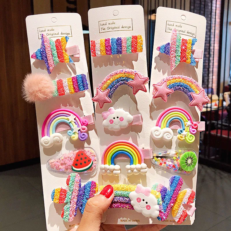 

Girls Rainbow Star Flower Hairpins Sweet Hair Ornament Headband Hair Clips Barrette Fashion Hair Accessories Korean Accessories
