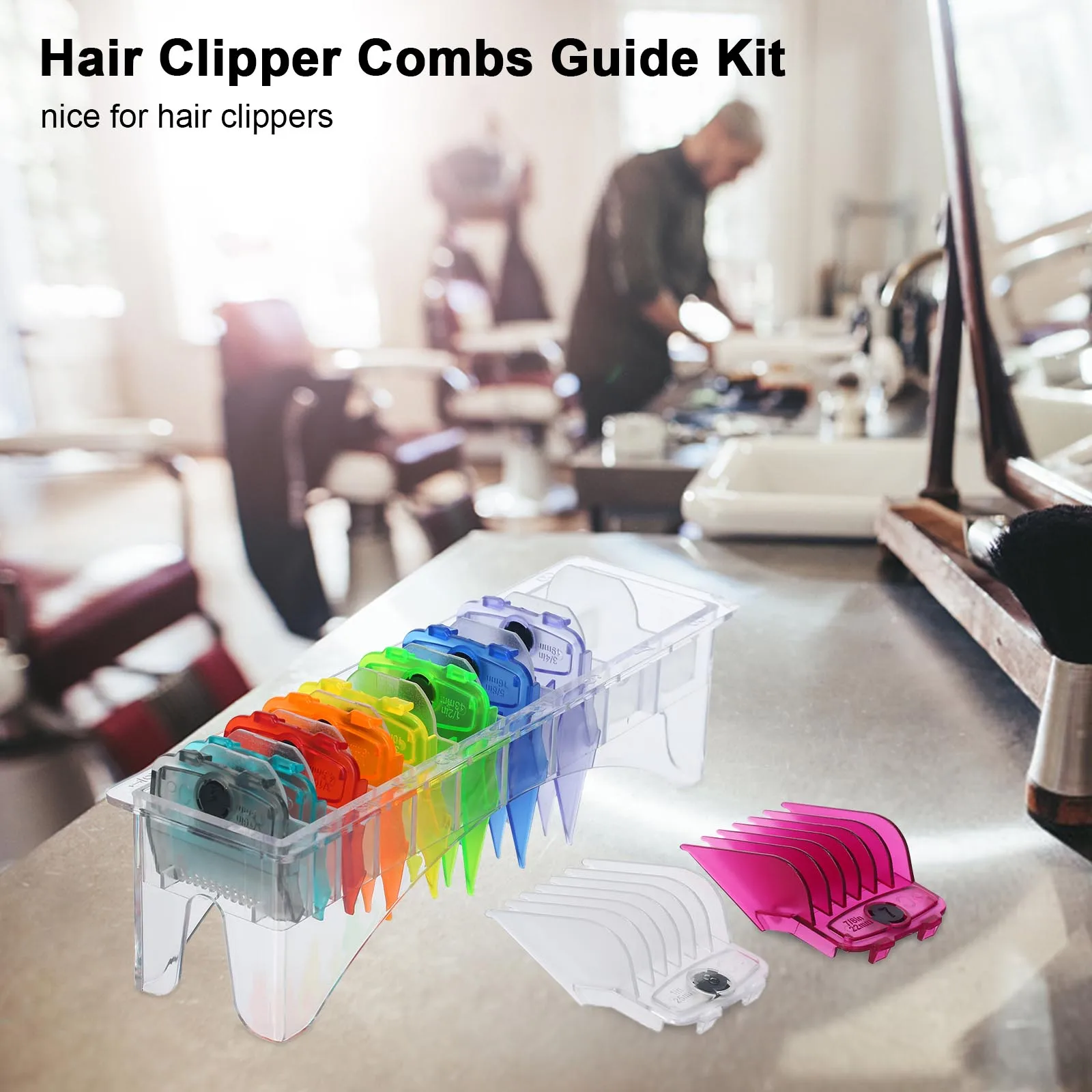 10PCS Hair Clipper Combs Guide Kit Compatible with Whal's Hair Clippers Colorful Plastic Magnetic Hair Trimmer Guard Attachments