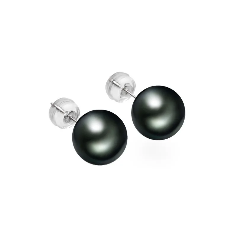 

Genuine 9-10mm Natural Sea Round Black Pearls Stud Earrings for Women Classic Fine Jewelry 925 Sterling Silver