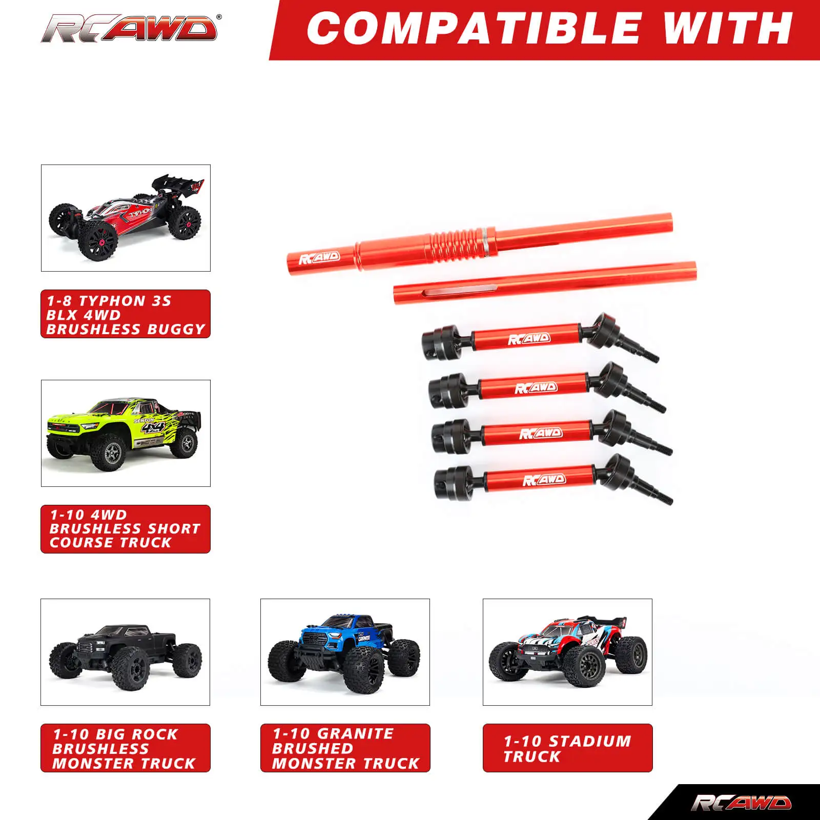 Arrma TYPHON 4x4 3s BLX - CENTER Slider Driveshafts (LWB) Set - Foto 4