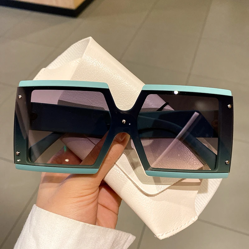 Square Oversized One-pieces Sunglasses FEISEDY Women Square Oversized Sunglasses One Piece Fashion  main image 4