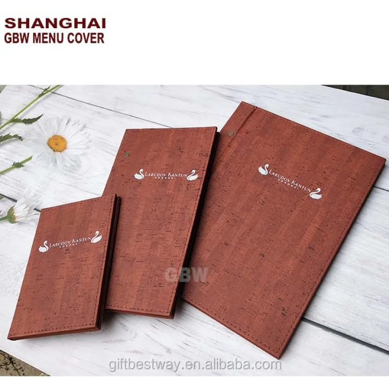 Customized product.New style A4 menu covers,menus ,PU wood menu cover  moq 10pcs