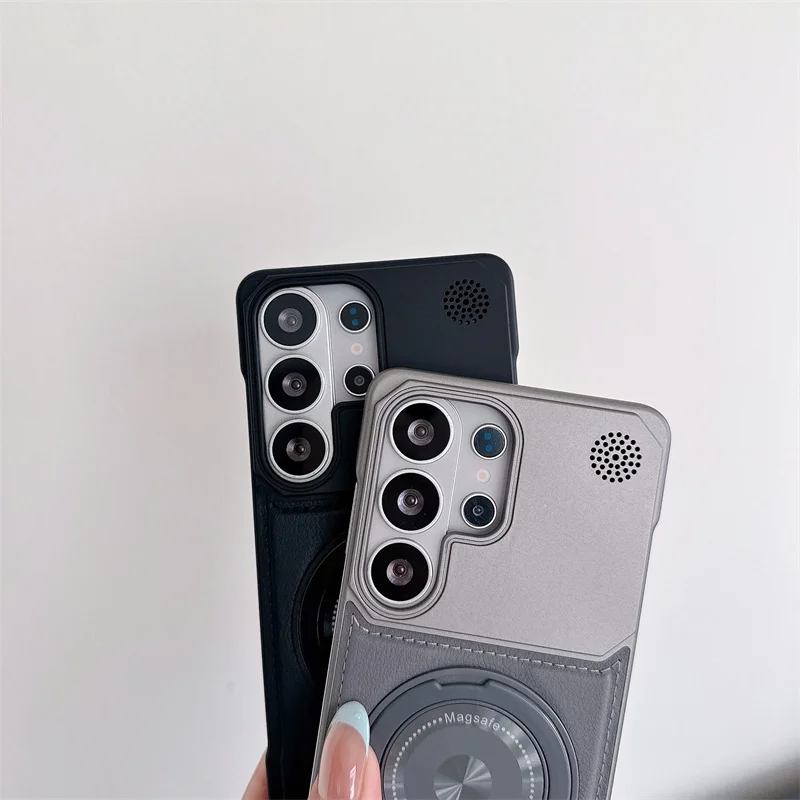 Premium Magnetic PU Leather Aromatherapy Case with Rotating Bracket and Wireless Charging Support