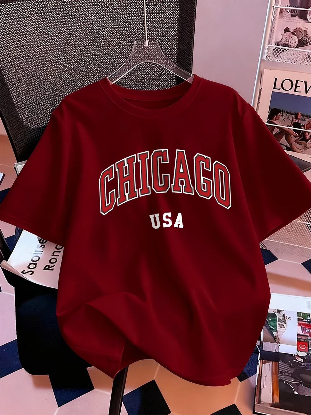 Chicago Usa Brief Druck T-Shirt Frauen Baumwolle Sommer Kurzarm Tops Bequeme Weiche Oansatz T Shirt Casual Womans Kleidung – Detail 22