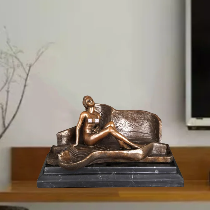 

QW-684 Table Decor Bronze Art Naked Belle Sculpture Erotic Sexy Lady Statue Hot Springs Bubble Girl Villa Decoration