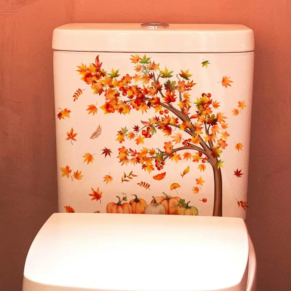 

Decorative Pumpkin Sticker Durable Toilet Decal Autumn-themed Toilet Sticker Set Removable Waterproof Pvc Decals for Bathroom