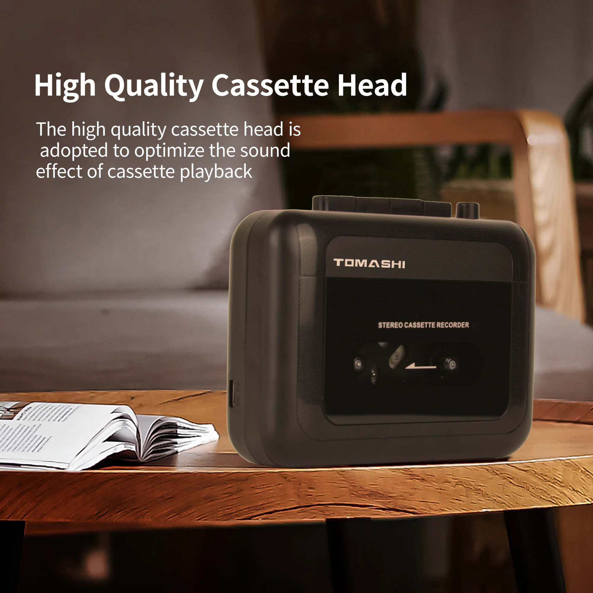 TOMASHI Portable Stereo Cassette Player Tape Recorder Walkman with Microphone Headphone Jack cassette player