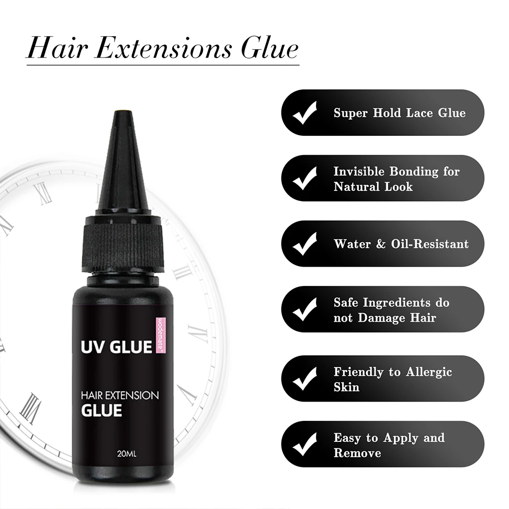 Wig Glue 20ml UV Light Hair Extension Wig Bonding Glue Professional Lace Replacement Wig Tape Adhesive Lace Remove