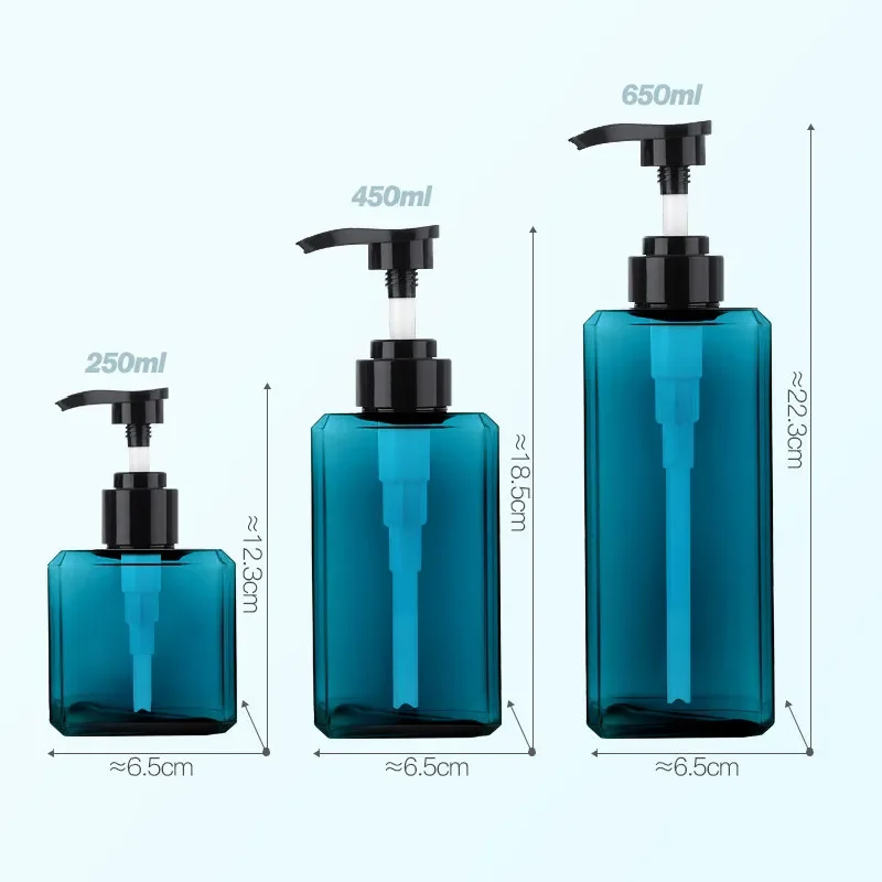 Soap dispenser shampoo dispenser refillable plastic bottles refillable bottle soap dispenser bottle 250/450/650ml Liquid Soap Dispenser Storage Bottles Plastic Square Outdoor Travel Refillable Shampoo Press Empty Bottles