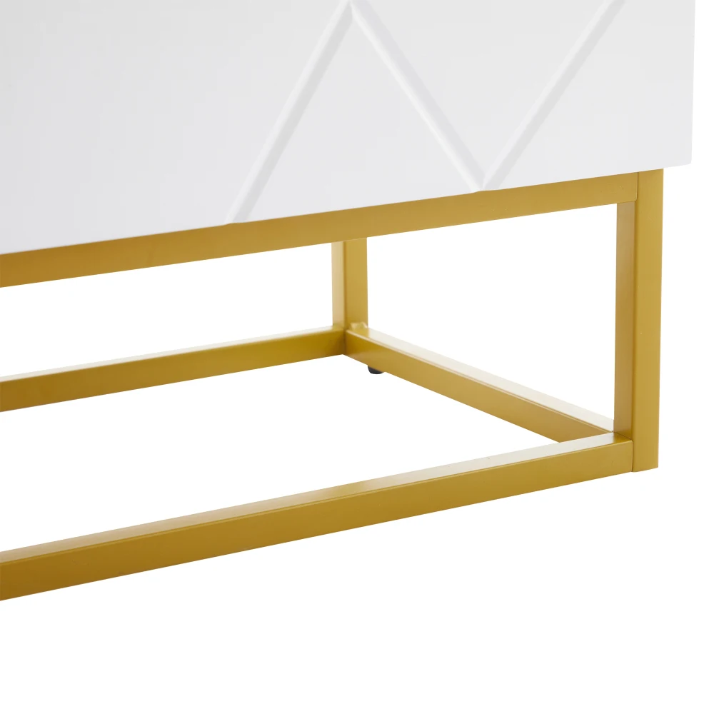 Hochglänzendes Buffet-Sideboard mit 4 Ablagefächern, moderne Möbel für Wohn- und Esszimmer-Hausaufbewahrung – Detail 15