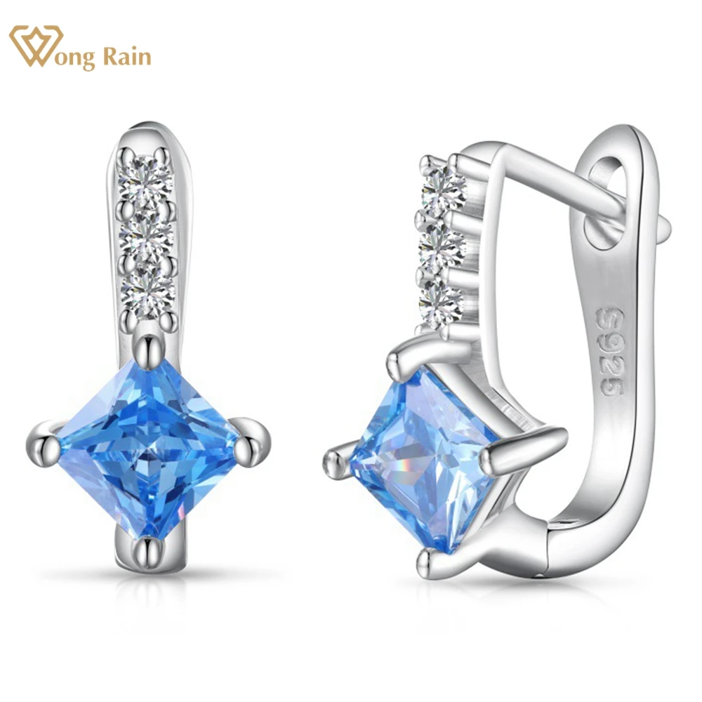 

Wong Rain 100% 925 Sterling Silver Lab Aquamarine High Carbon Diamond Gems Drop Earrings for Women Fine Jewelry Gifts Wholesale