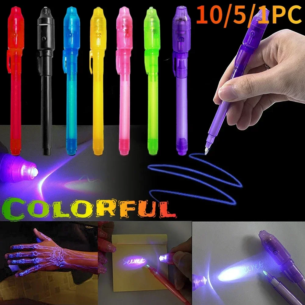Invisible Ink Pen Luminous Light Pen magic pen invisible ink pen magic light pen Secret Message Magic UV Light Learning Education Toys 10-1PC For Students Party Favors