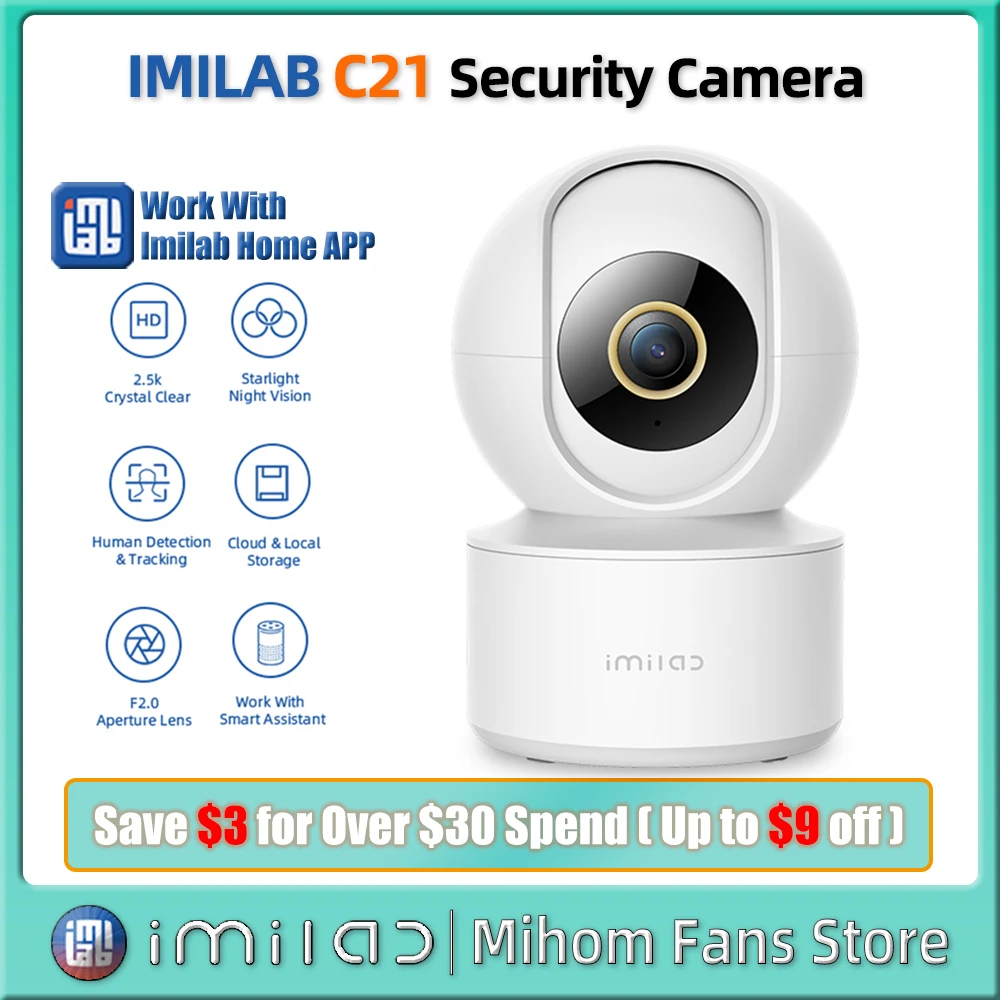 

IMILAB C21 Home Security Camera 4MP IP Wifi Indoor Vedio Surveillance CCTV Cam 360° Motion Tracking Infrared Night Vision Webcam