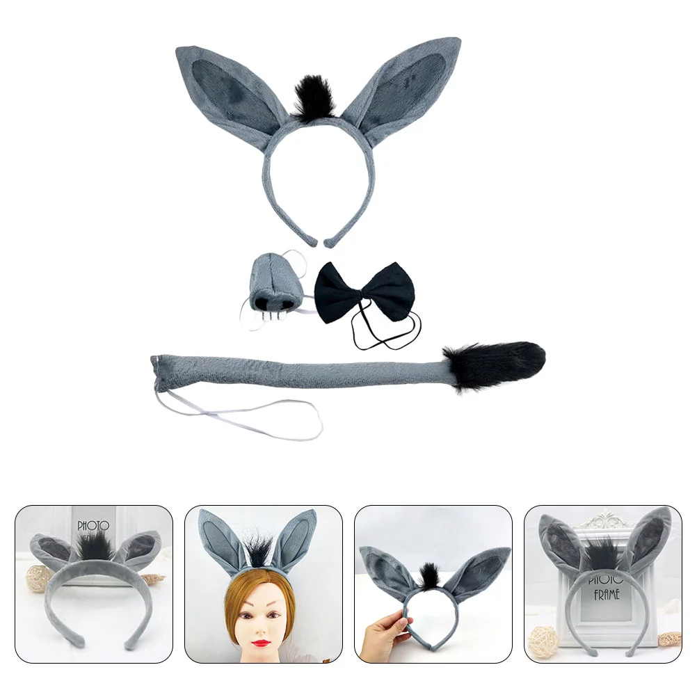 

Beaupretty Donkey Headband Bowtie Tail Nose Costume Kit Halloween Cartoon Animal Cosplay Props Party Set