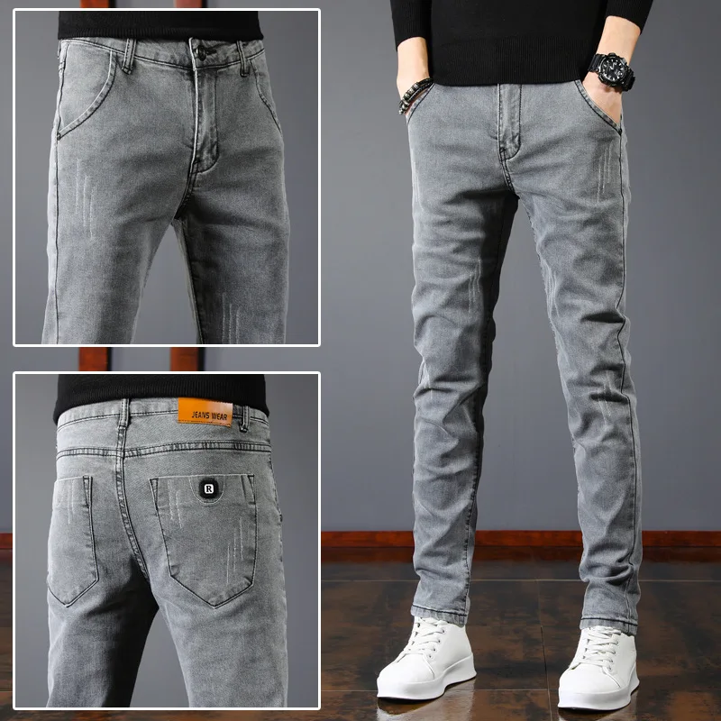 2023 Spring and Autumn New Classic Fashion Trend Solid Color Elastic Small Legs Men\'s Casual Slim Comfortable Breathable Pants