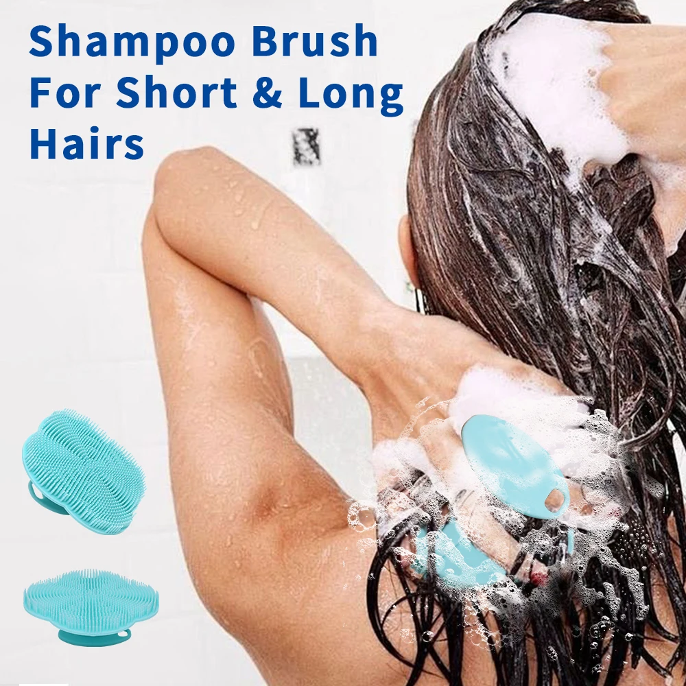 Soft Silicone Body Scrubber Shampoo Brush Handheld Shower Cleansing Brushes Exfoliating Bath Brush Head Massager Bathing Tools 4