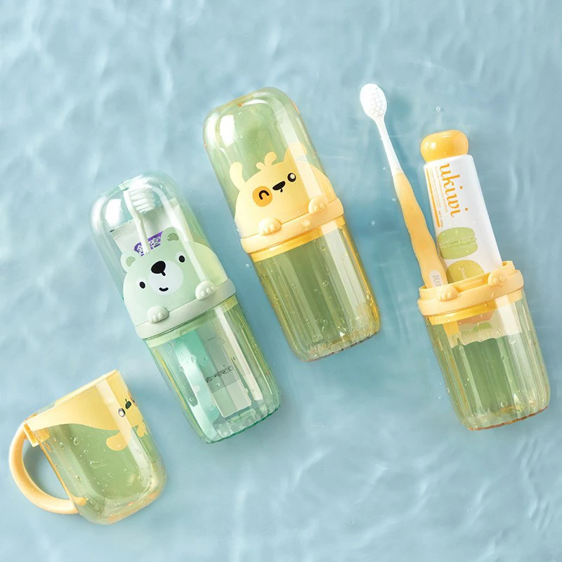 Portable Travel Toothbrush Set For Children With Storage Cup_voghion.com