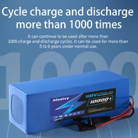 Aleaivy 48V 20Ah 16Ah 10Ah 18650 batterie au Lithium Rechargeable pour 1000W puissance modifiée vélo scooter véhicule avec chargeur 3
