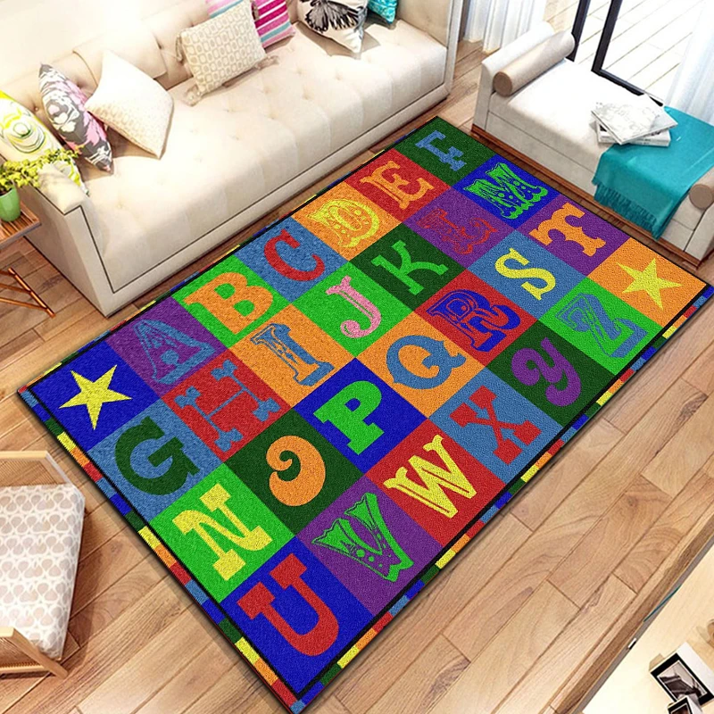 Play Room Rug Large Oval Classroom Rug, 6×9Ft ABC Rugs For Kids Kids Rugs