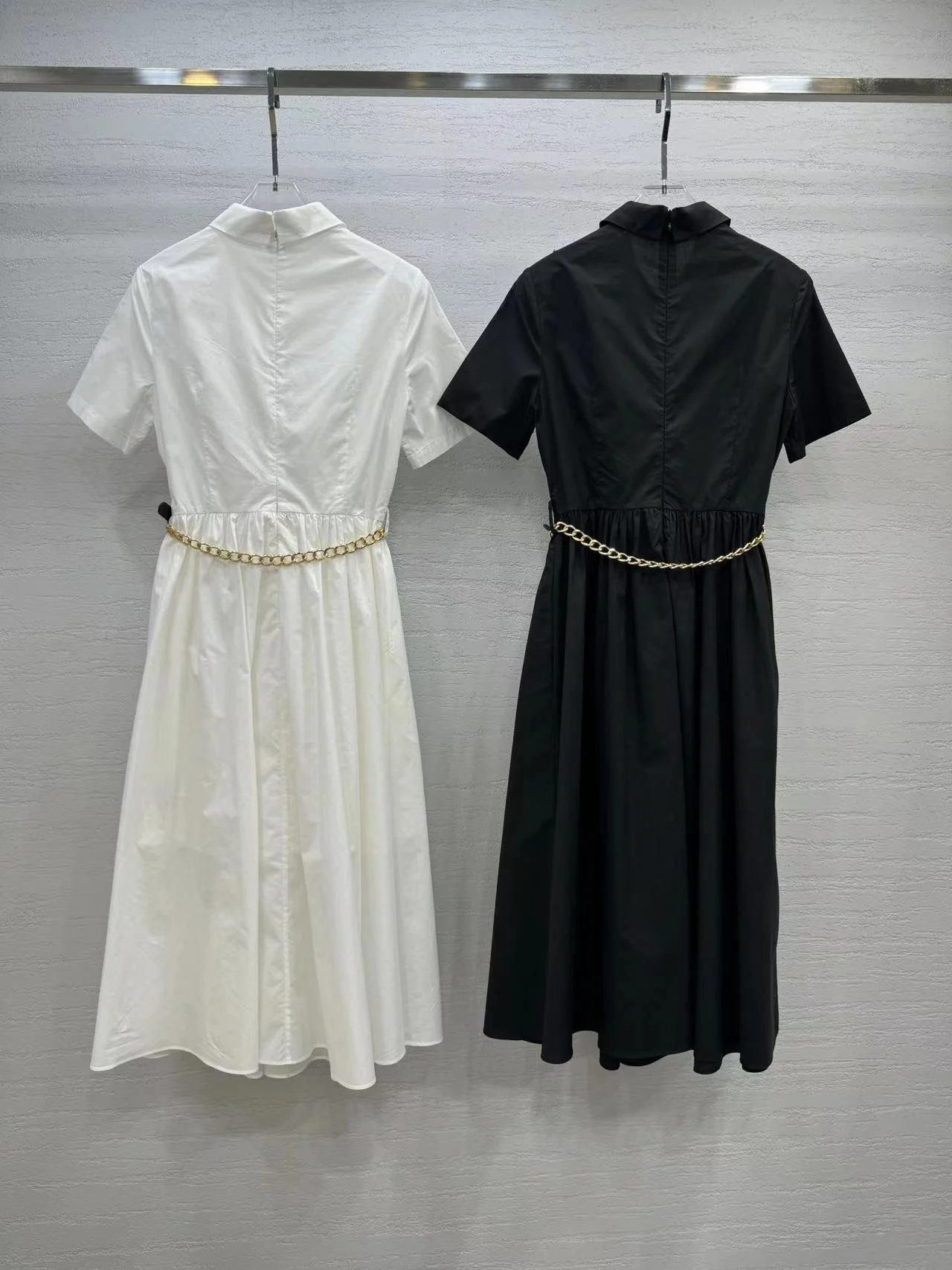 패셔너블 라펠 반팔 밑단 dress28-4, 중공업 스플라이싱 레이스 곰팡이 디자인, 2024 용수철 여름 신상