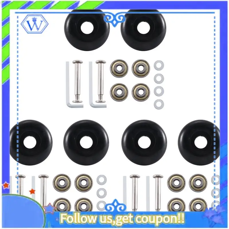 A55P-50 X 22 Mm 6개의 수하물 가방 교체 바퀴 세트, PU 회전 캐스터 휠 탄소강 베어링 수리 키트