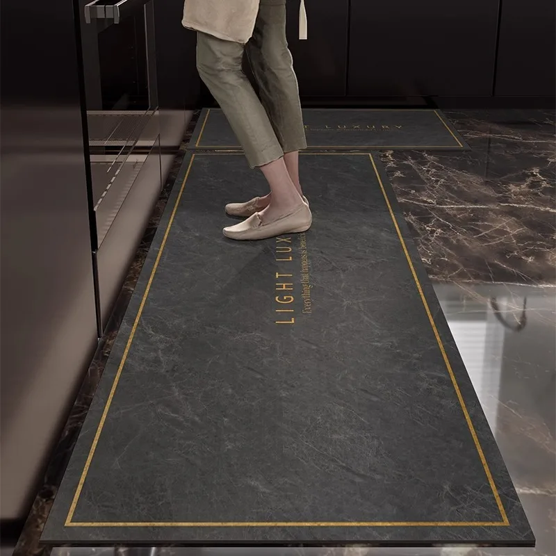 PVC Kitchen Floor Mat Modern Luxury Oil-proof Waterproof Easy-care Bathroom Carpet Non-slip Dirty Resistant Balcony Rug 러그 Tapis
