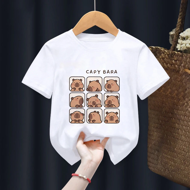Capybara 티셔츠 2024 아동복, 어린이 티탑, 여름 캐주얼 의류, 부티크 소..