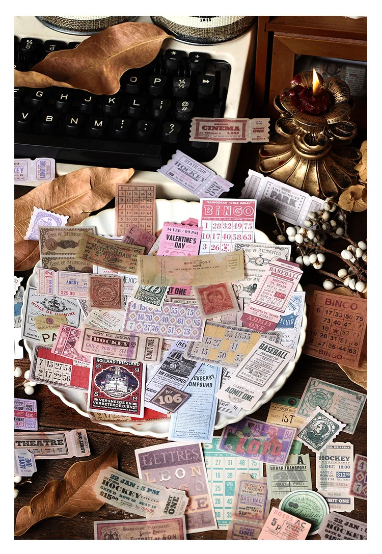 60 Stück/Packung Vintage-Aufkleber, dekorative Stick-Etiketten, Kreativität, Scrapbooking-Material, handgefertigtes Junk-Tagebuch-Zubehör – Detail 9