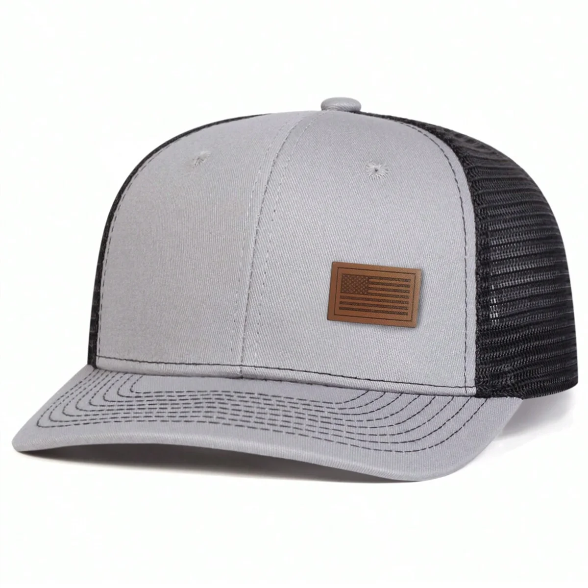 Unisex-Baseballkappen mit amerikanischer Flagge und Lederetikett, für Frühling und Sommer, Sonnenschutz, verstellbare Freizeit-Trucker-Hüte – Detail 3