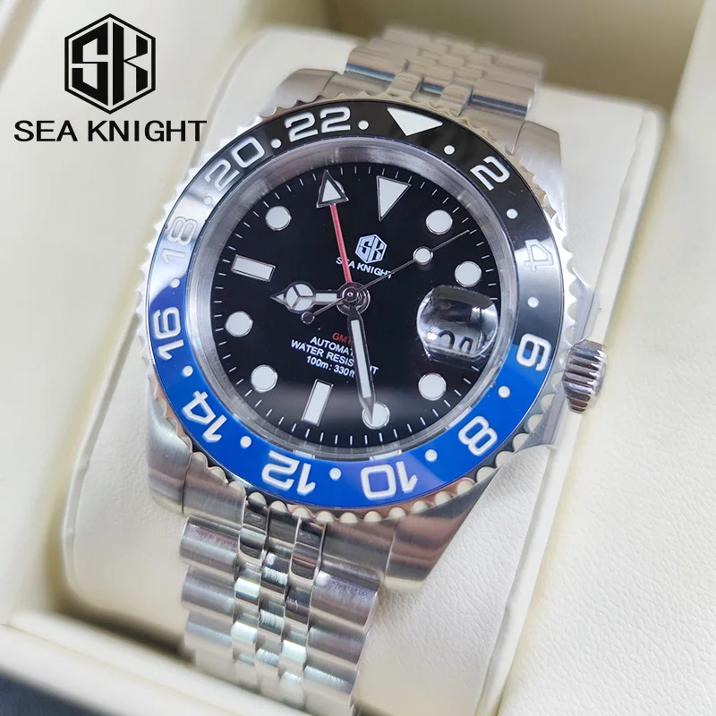 

Sea knight Classic 40mm GMT Men Mechanical Wristwatch Sapphire Luxury Automatic Watch Men's Stainless Steel Waterproof Clock