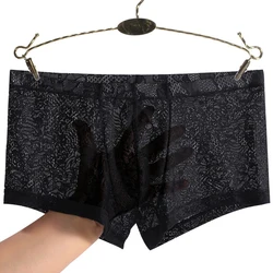 Men Lace Transparent Boxershorts Bulge Pouch Underwear Ultra-thin Trunks Boxer Briefs Underpants Breathable Panties Knickers