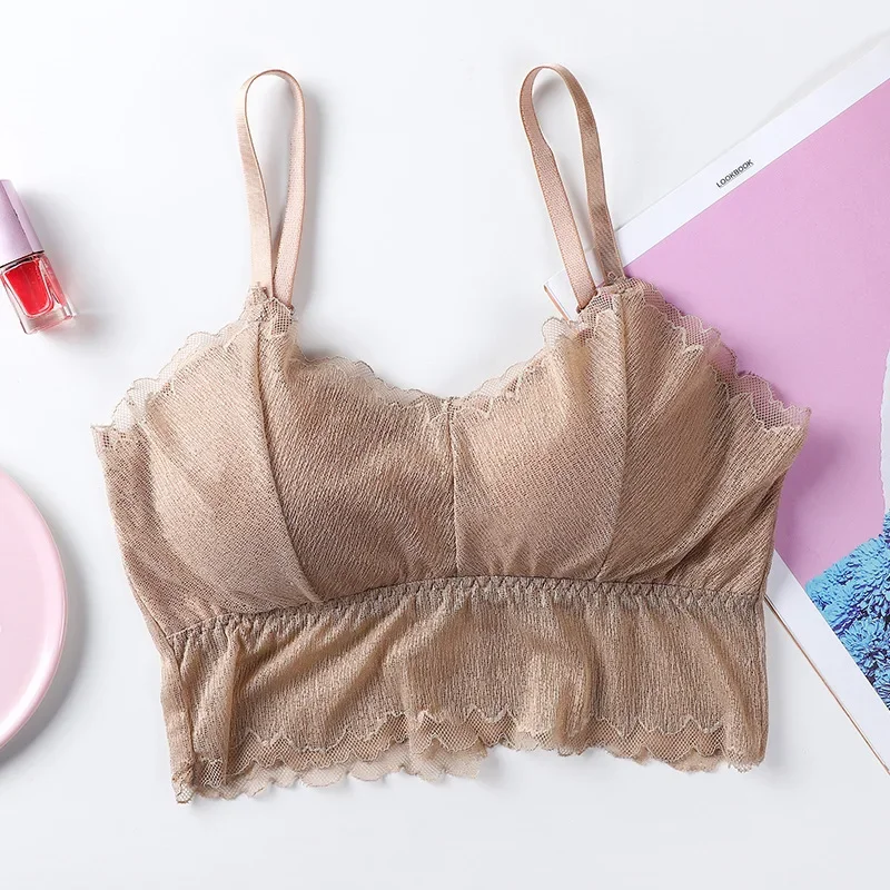 Lace Bralette With Removable Pads Wireless Bra For Women Summer_voghion.com