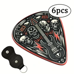 6-Piece Double-Sided Printed Guitar Picks with Keychain Holster - Perfect Gift - 1.00mm (A52)