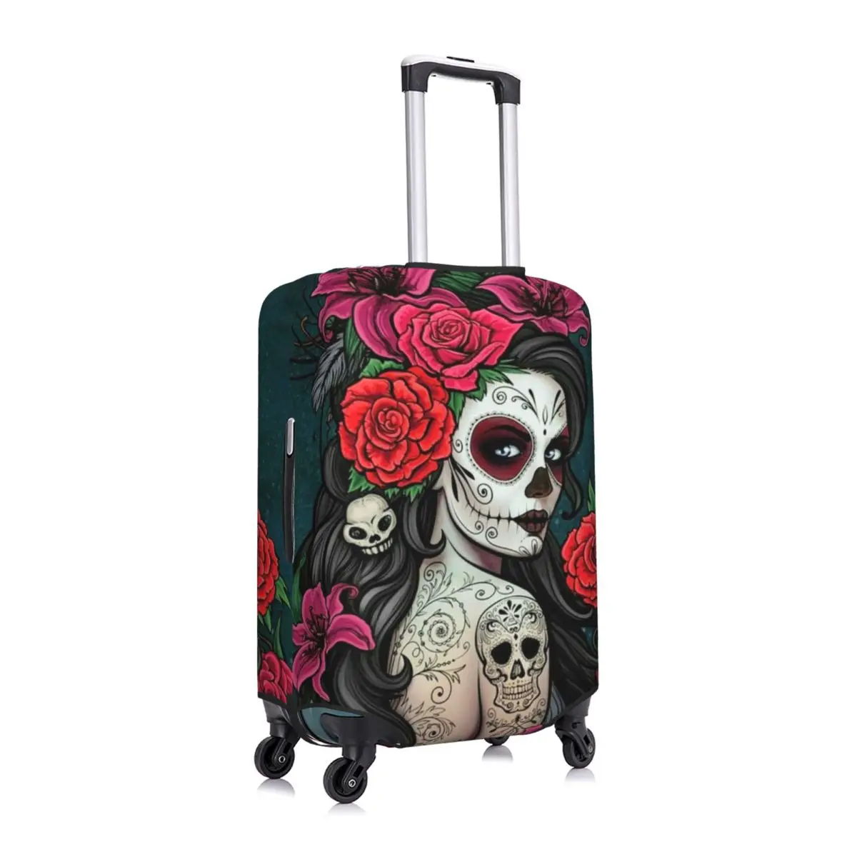 Mexican Catrina Sugar Skull Lady Suitcase Cover Washable Luggage Covers Protector for 18-32 inch
